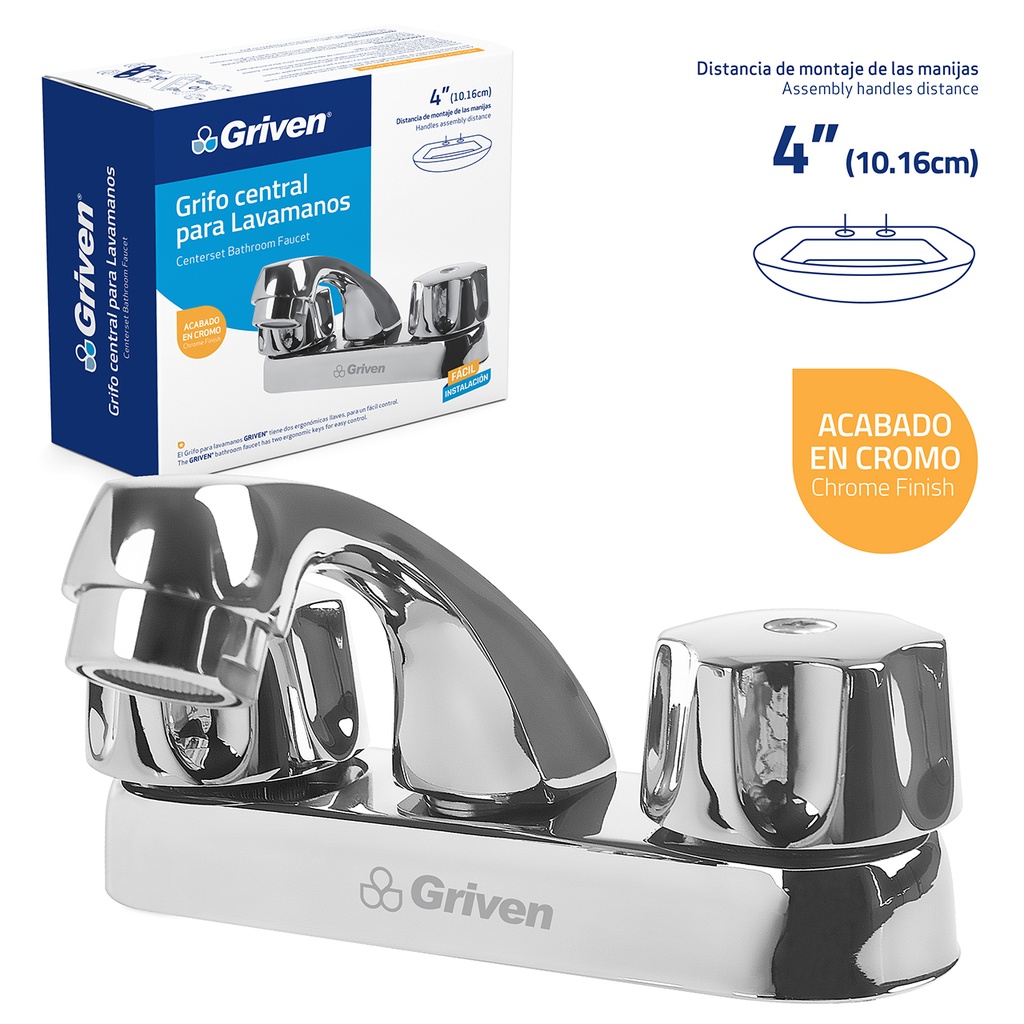 GRUPO LAV. GRIVEN 4" MET CROMADA