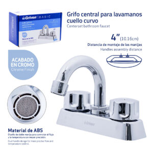 GRUPO LAV. DOBLE 4" CUELLO CURVO GRIVEN:
