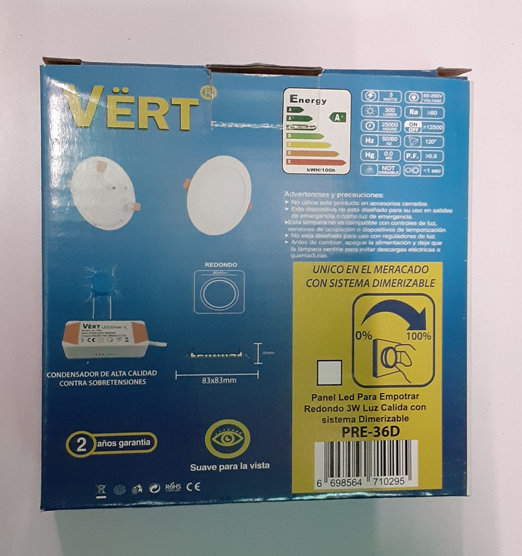 PANEL LED EMP. REDO DIMERIZ 6W 6500K|+0