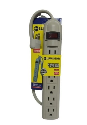 REGLETA ELECT LUMISTAR GRIS 6 TOMAS: