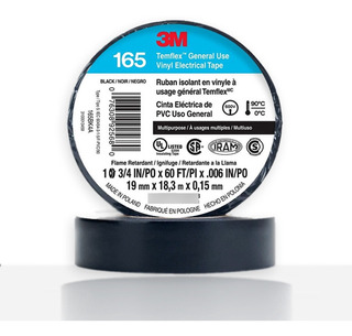 TEIPE 3M  165  3/4" x 18 mts NEGRO: