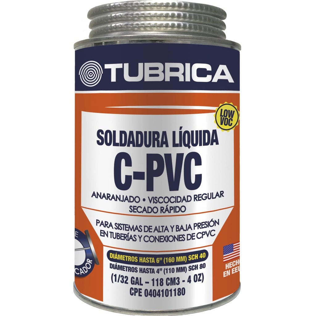 1/16 PEGA CPVC NARANJA TUBRICA:
