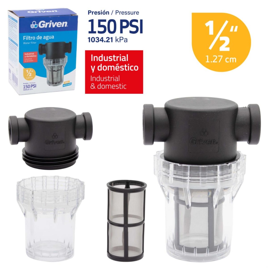 FILTRO DE AGUA 1/2" GRIVEN: