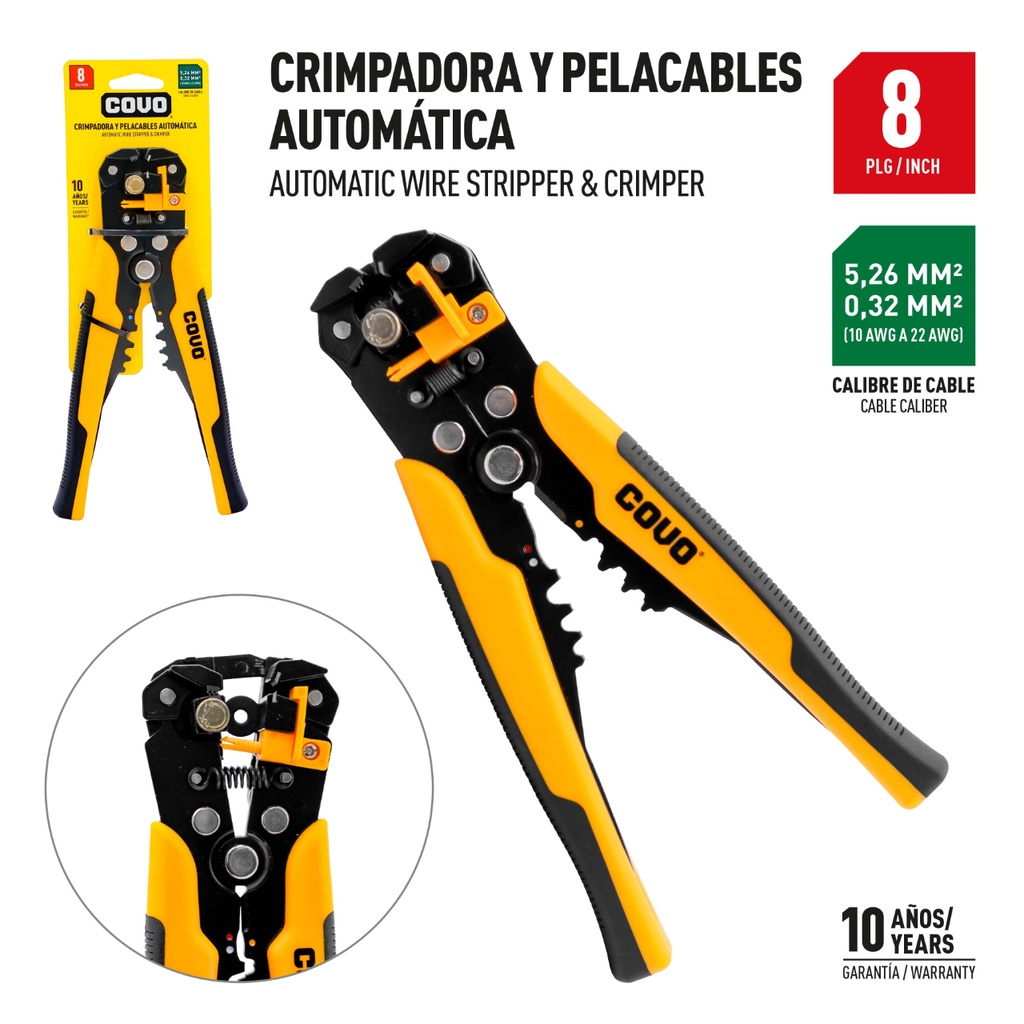 PINZA PELACABLE Y CRIMPADORA 8" COVO