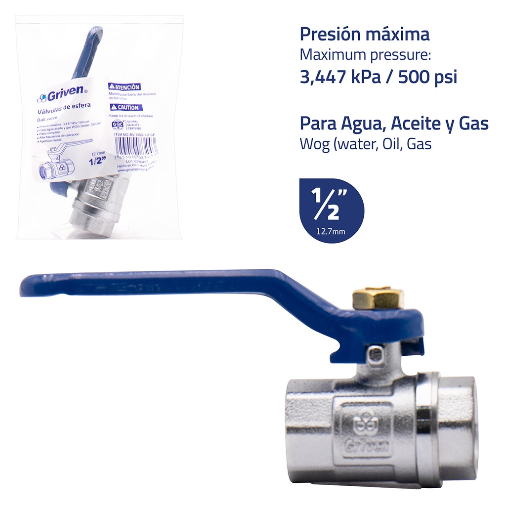 LLAVE P/RAP 1/2" GRIVEN CROMADA: