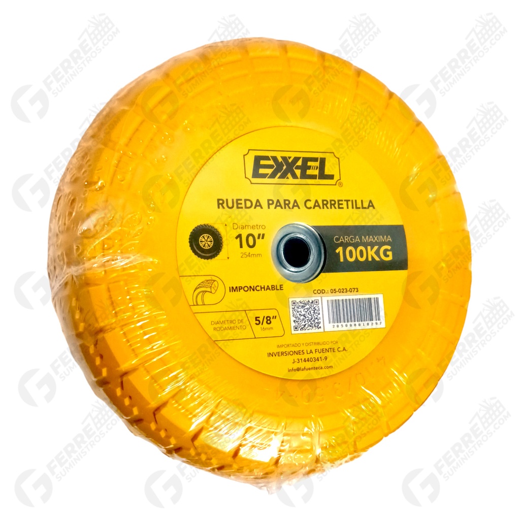 RUEDA MACIZA 10" 100kg EJE 5/8 EXXEL: