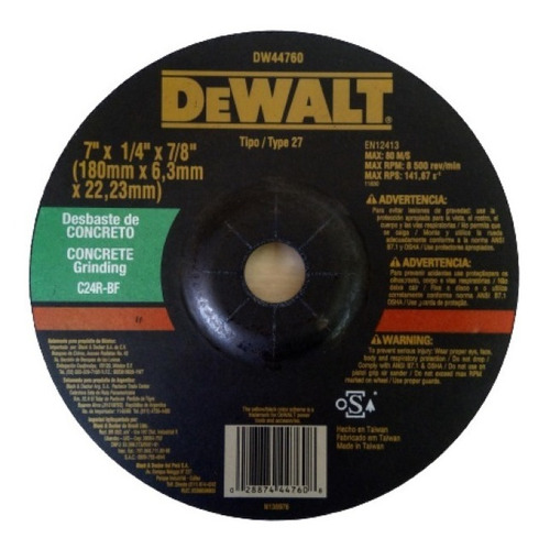 [DDW44950] DISCO CONC 7" DESBASTE DeWALT: