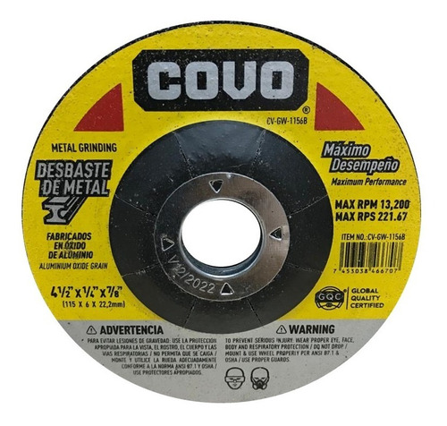 [061002] DISCO MET 4.5" DESBASTE COVO: