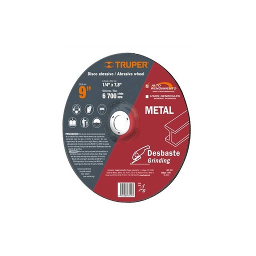 [T11547] DISCO MET 9" DESBASTE TRUPER ABT-223: