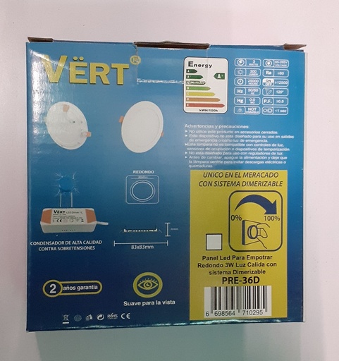 [039501] PANEL LED EMP. REDO DIMERIZ 3W 3000K|+0