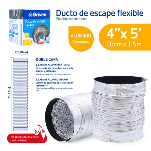 [031020] DUCTO FLEX ALUMINIO 4 x 5" C/ABR GRIVEN: