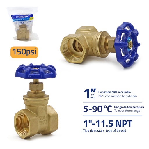 [020422] LLAVE P/COMP BRONCE 1" GRIVEN