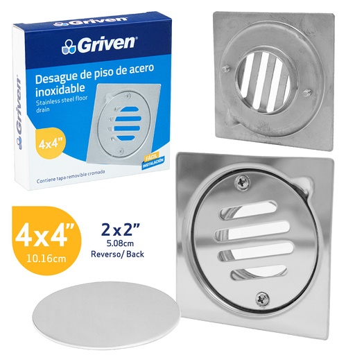 [127985] REJILLA CUAD ACER INOX CROM GRIVEN